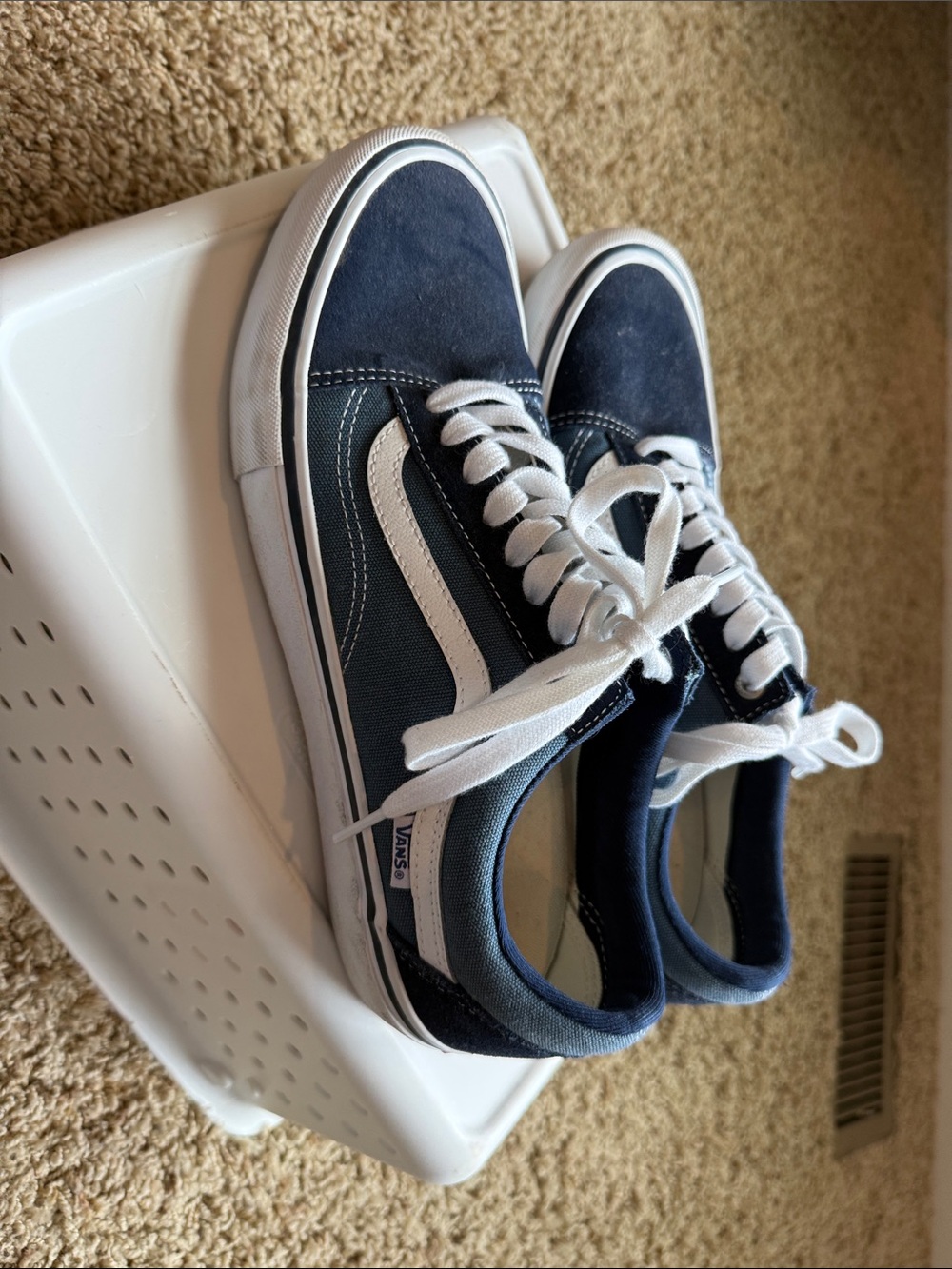 Vans Old Skool Low-Top Sneakers in Navy and White